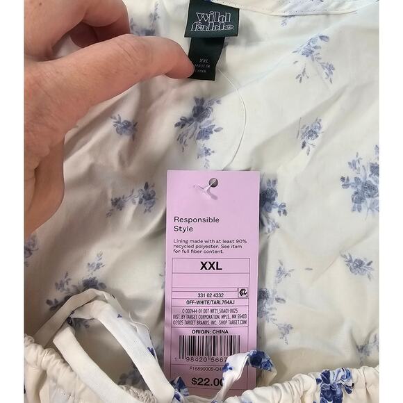 NWT XXL floral milkmaid crop peasant midi top long sleeve cottagecore coquette - Picture 8 of 10